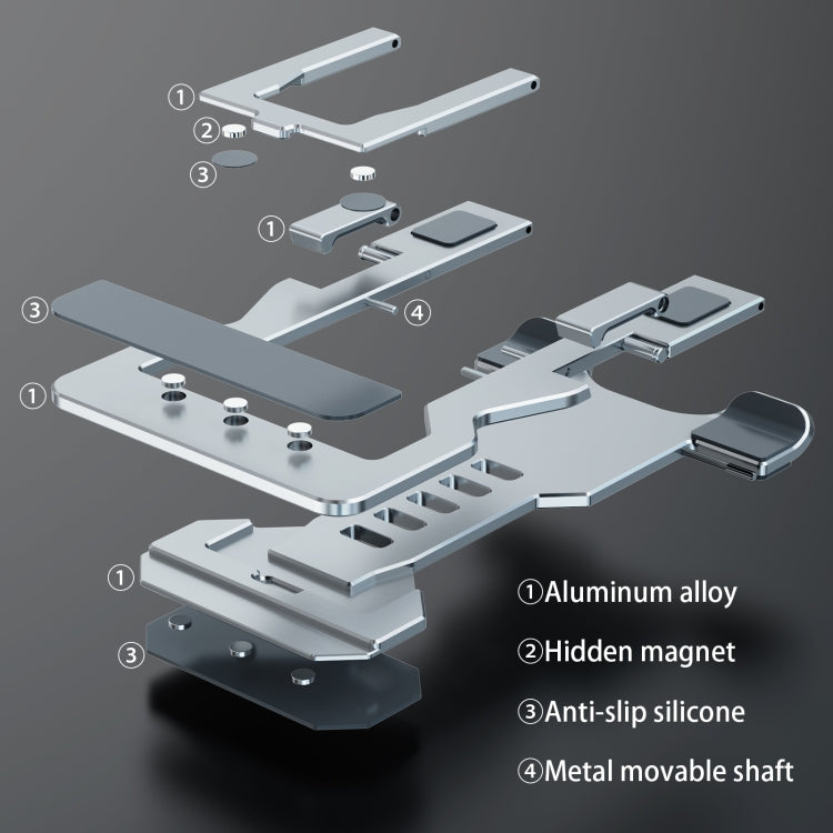 R-JUST HZ06 Universal Foldable Magnetic Flakes Aluminum Alloy Mobile Phones / Tablets Holder(Silver) - Desktop Holder by R-JUST | Online Shopping UK | buy2fix