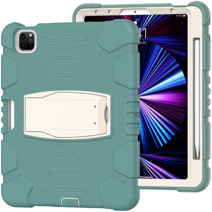 For iPad Pro 11 2022 / 2021 / 2020 / 2018 3-Layer Protection Screen Frame + PC + Silicone Shockproof Combination Tablet Case with Holder(Emerald Green) - iPad Pro 11 (2022/2021) Cases by buy2fix | Online Shopping UK | buy2fix