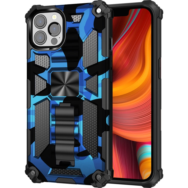 For iPhone 13 Pro Max Camouflage Armor Kickstand TPU + PC Magnetic Phone Case (Blue) - iPhone 13 Pro Max Cases by buy2fix | Online Shopping UK | buy2fix