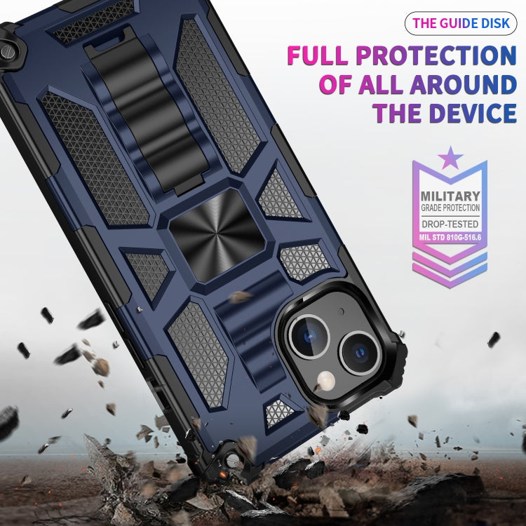 For iPhone 13 mini Armor Shockproof TPU + PC Magnetic Protective Case with Holder (Blue) - iPhone 13 mini Cases by buy2fix | Online Shopping UK | buy2fix