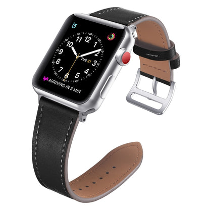 Small Waist Leather Watch Band For Apple Watch Series 9&8&7 41mm / SE 3&SE 2&6&SE&5&4 40mm / 3&2&1 38mm(Black) - Watch Bands by buy2fix | Online Shopping UK | buy2fix