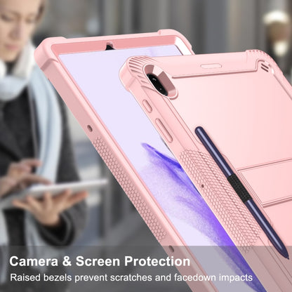 For Samsung Galaxy Tab S7 FE Silicone + PC Shockproof Protective Case with Holder(Rose Gold) - Other Galaxy Tab PC by buy2fix | Online Shopping UK | buy2fix