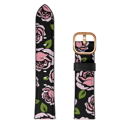 22mm For Xiaomi Haylou RT RS3 LS04 / LS05S Universal Printed Leather Watch Band(Rose) - Watch Bands by MIJOBS | Online Shopping UK | buy2fix