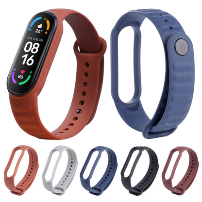 For Xiaomi Mi Band 6 / 5 Universal Silicone Leather Texture Watch Band(Wine Red) - Watch Bands by MIJOBS | Online Shopping UK | buy2fix