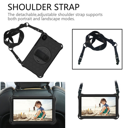 For Samsung Galaxy Tab A7 Lite 8.7 2021 T220 / T225 360 Degree Rotation Honeycomb Shockproof Silicone PC Protective Case with Holder & Shoulder Strap & Hand Strap(Black) - Tab A7 Lite T220 / T225 by buy2fix | Online Shopping UK | buy2fix