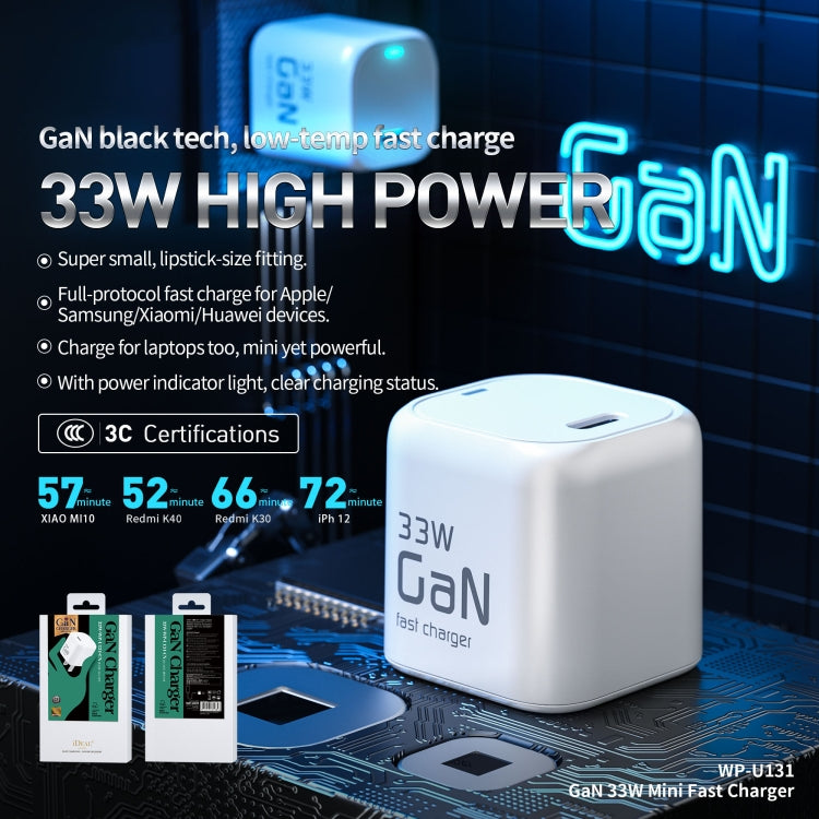 WK WP-U131 33W USB-C / Type-C GaN mini Fast Charger, CN Plug - Apple Accessories by WK | Online Shopping UK | buy2fix