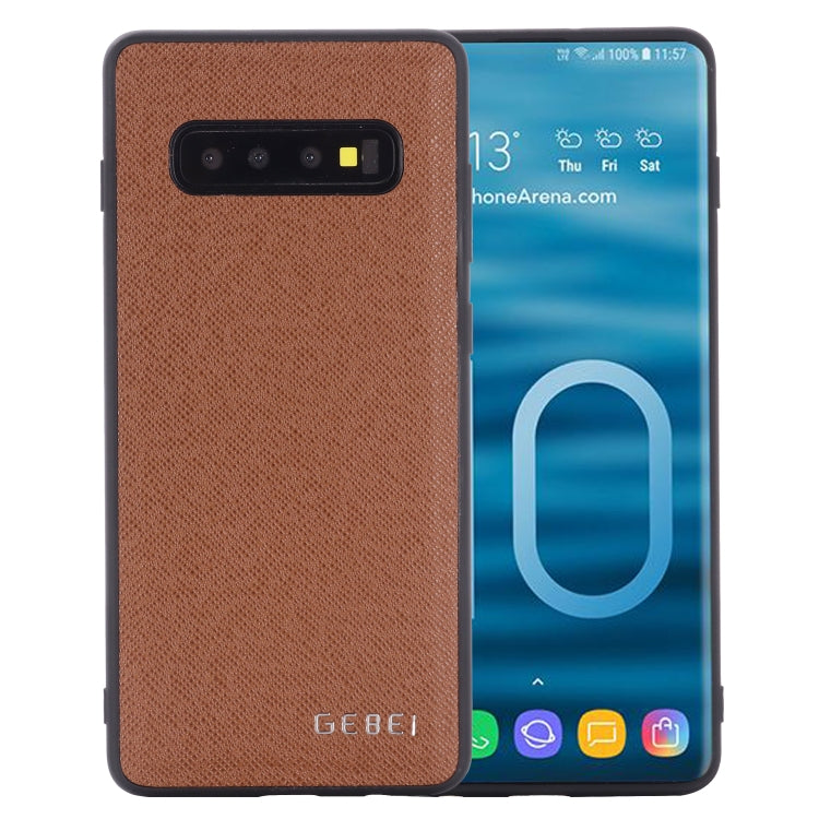 For Galaxy S10 GEBEI Full-coverage Shockproof Leather Protective Case(Brown) - Galaxy Phone Cases by GEBEI | Online Shopping UK | buy2fix