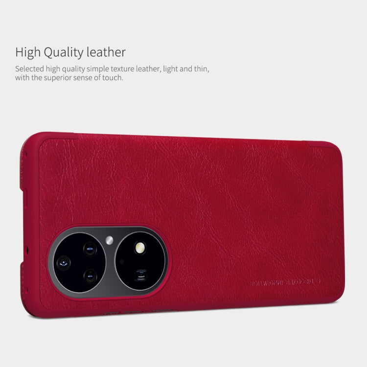 For Huawei P50 Pro NILLKIN QIN Series Crazy Horse Texture Horizontal Flip Leather Case with Card Slot(Red) - Huawei Cases by NILLKIN | Online Shopping UK | buy2fix