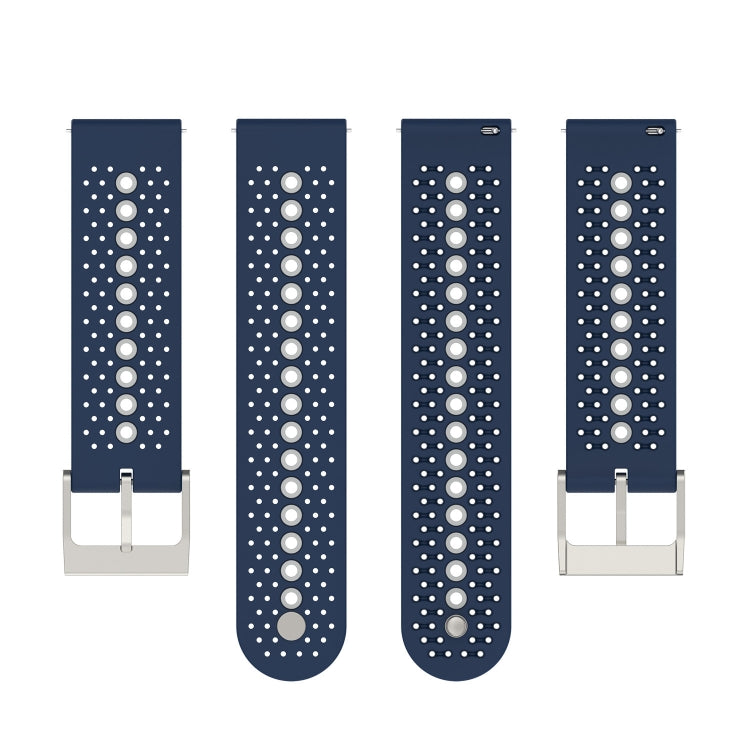 20mm Universal Colorful Hole Silicone Watch Band(Midnight Blue Grey) - Smart Wear by buy2fix | Online Shopping UK | buy2fix