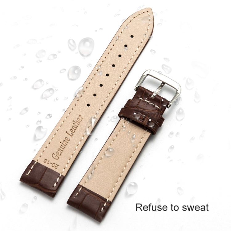 14mm Two-layer Cowhide Leather Bamboo Joint Texture Watch Band(Dark Brown) - Watch Bands by buy2fix | Online Shopping UK | buy2fix