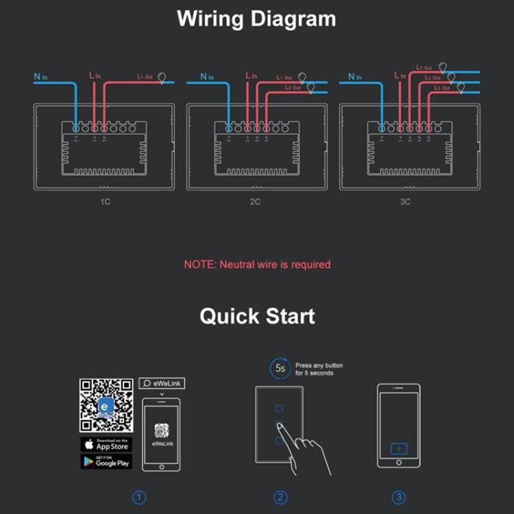 Sonoff T3 US-TX 433 RF WIFI Smart Remote Control Wall Touch Switch, US Plug, Style:Three Buttons - Smart Switch by Sonoff | Online Shopping UK | buy2fix