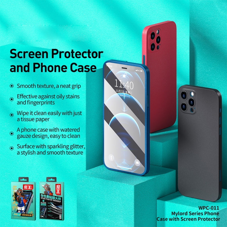 For iPhone 12 Pro WK WPC-011 Shockproof PC Phone Case with Tempered Glass Film(Red) - iPhone 12 / 12 Pro Cases by WK | Online Shopping UK | buy2fix