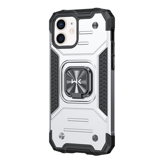 For iPhone 12 mini WK WTP-012 Shockproof PC + TPU + Metal Phone Case with Ring Holder (Silver) - iPhone 12 mini Cases by WK | Online Shopping UK | buy2fix
