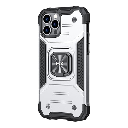 For iPhone 12 Pro Max WK WTP-012 Shockproof PC + TPU + Metal Phone Case with Ring Holder(Silver) - iPhone 12 Pro Max Cases by WK | Online Shopping UK | buy2fix