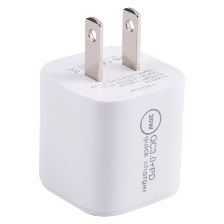 20WACB 20W QC3.0 + PD Quick Charger, Plug Specification:US Plug(White) - Apple Accessories by buy2fix | Online Shopping UK | buy2fix