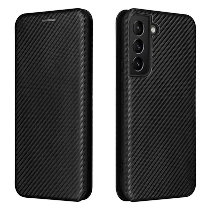 For Samsung Galaxy S22 Carbon Fiber Texture Horizontal Flip Leather Phone Case(Black) - Samsung Accessories by buy2fix | Online Shopping UK | buy2fix