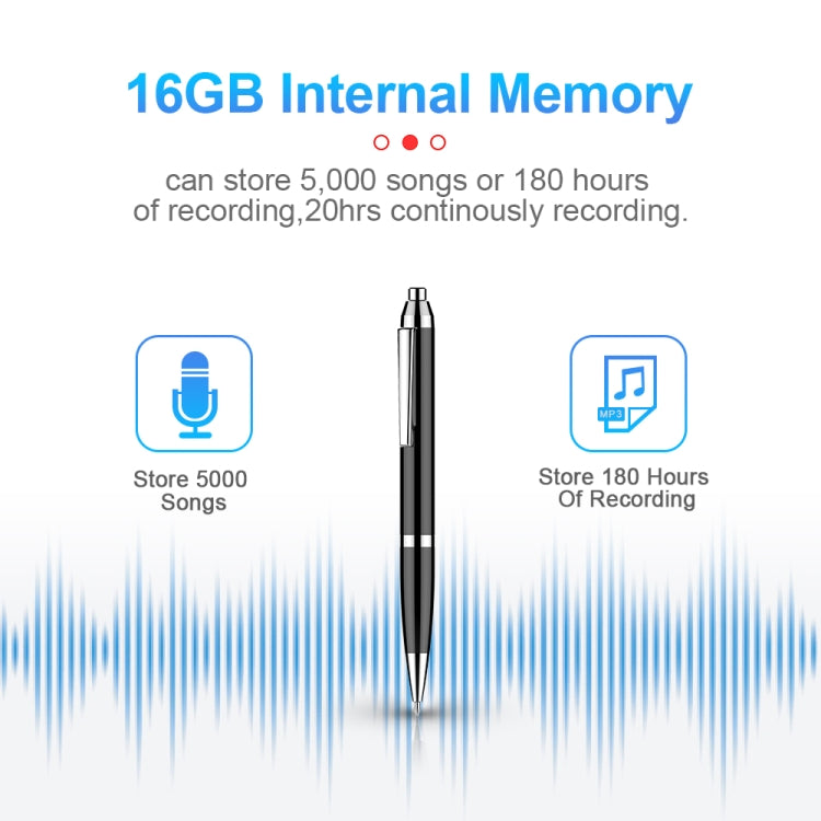 Q90 Intelligent HD Digital Noise Reduction Recording Pen, Capacity:16GB(Black) - Security by buy2fix | Online Shopping UK | buy2fix