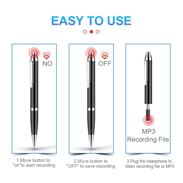 Q90 Intelligent HD Digital Noise Reduction Recording Pen, Capacity:32GB(Black) - Security by buy2fix | Online Shopping UK | buy2fix