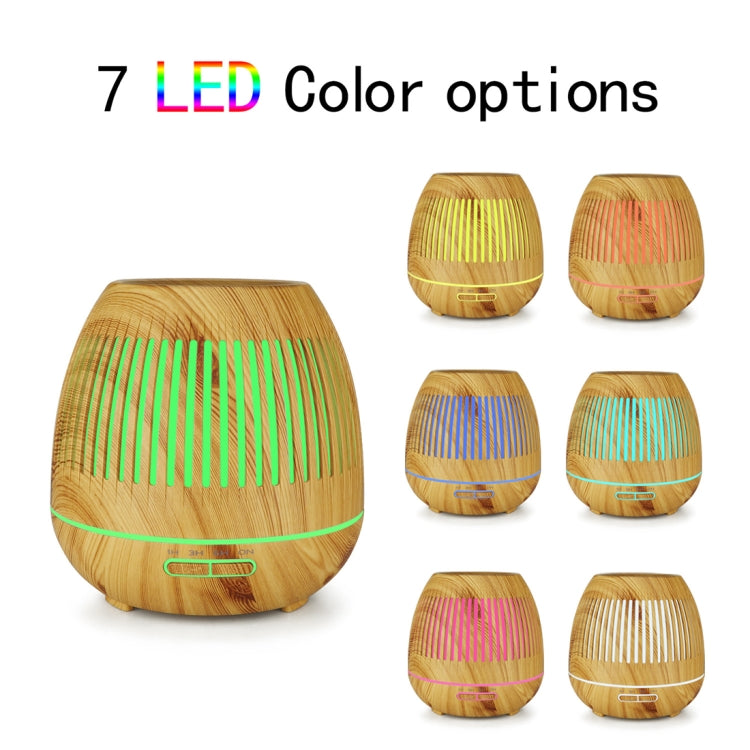 400ml Hollow-out LED Humidifier Wood Grain Air Purifier Aromatherapy Machine Automatic Alcohol Sprayer with Colorful LED Light, Plug Specification:UK Plug(Light Brown) - Home & Garden by buy2fix | Online Shopping UK | buy2fix