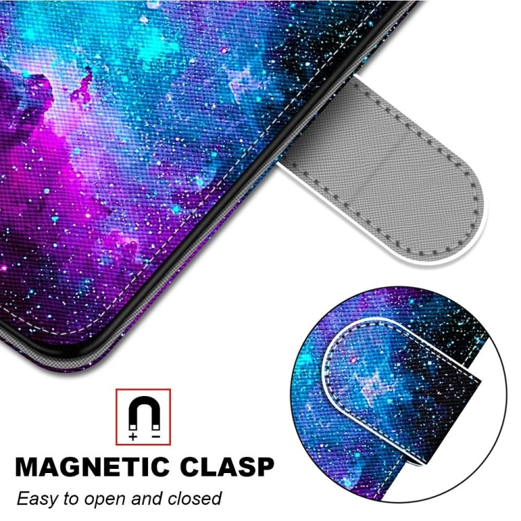 For Samsung Galaxy A53 5G Global Coloured Drawing Cross Texture Horizontal Flip PU Phone Leather Case with Holder & Card Slots & Wallet & Lanyard(Colorful Layer(Purple Green Starry Sky) - Samsung Accessories by buy2fix | Online Shopping UK | buy2fix