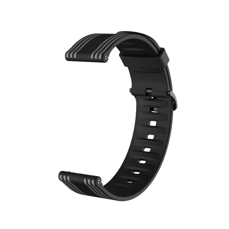 22mm Stripe Silicone Watch Band(Black Grey) - Watch Bands by buy2fix | Online Shopping UK | buy2fix