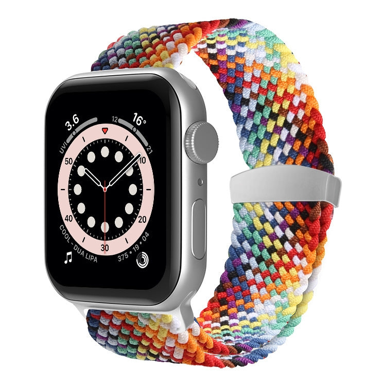 Nylon Braid Watch Band For Apple Watch Series 9&8&7 41mm / SE 3&SE 2&6&SE&5&4 40mm / 3&2&1 38mm(Rainbow) - Watch Bands by buy2fix | Online Shopping UK | buy2fix