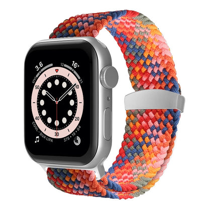 Nylon Braid Watch Band For Apple Watch Ultra 49mm&Watch Ultra 2 49mm / Series 9&8&7 45mm / SE 3&SE 2&6&SE&5&4 44mm / 3&2&1 42mm(Colorful Pink) - Watch Bands by buy2fix | Online Shopping UK | buy2fix