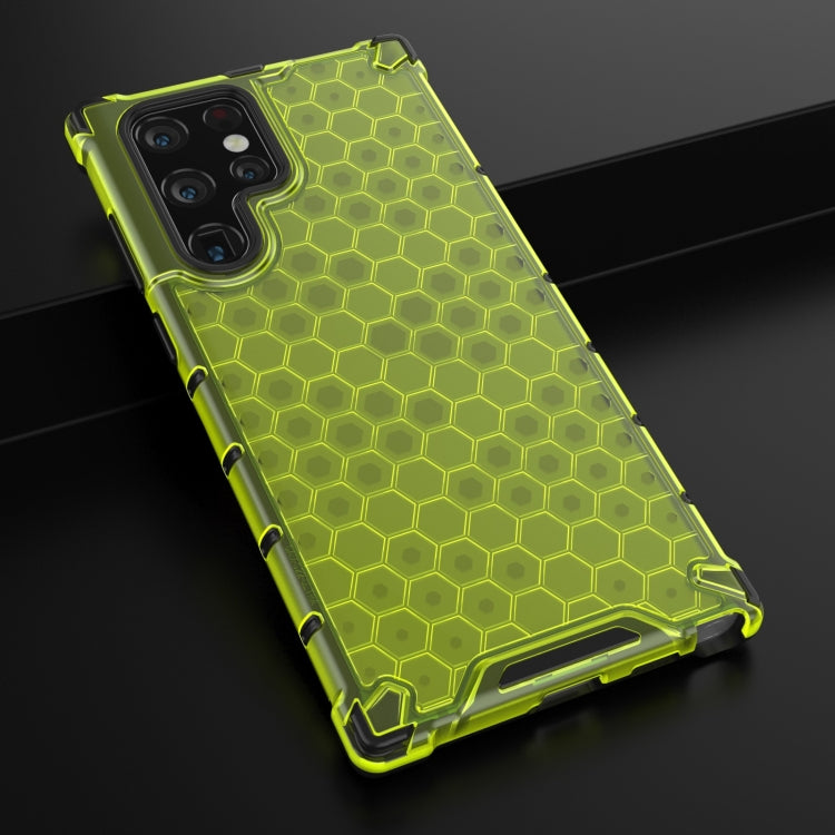 For Samsung Galaxy S22 Ultra 5G Honeycomb PC + TPU Phone Case(Green) - Galaxy S22 Ultra 5G Cases by buy2fix | Online Shopping UK | buy2fix