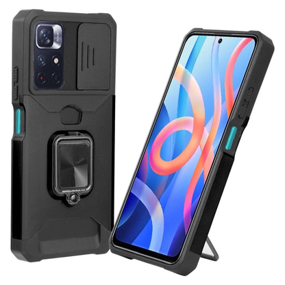 For Xiaomi Redmi Note 11 5G China / Poco M4 Pro 5G Sliding Camera Cover Design PC + TPU Shockproof Phone Case(Black) - Xiaomi Accessories by buy2fix | Online Shopping UK | buy2fix