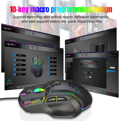 HXSJ S700 USB 12800dpi Adjustable 10-Keys Mechanical Wired Gaming Mouse(Black) - Wired Mice by HXSJ | Online Shopping UK | buy2fix