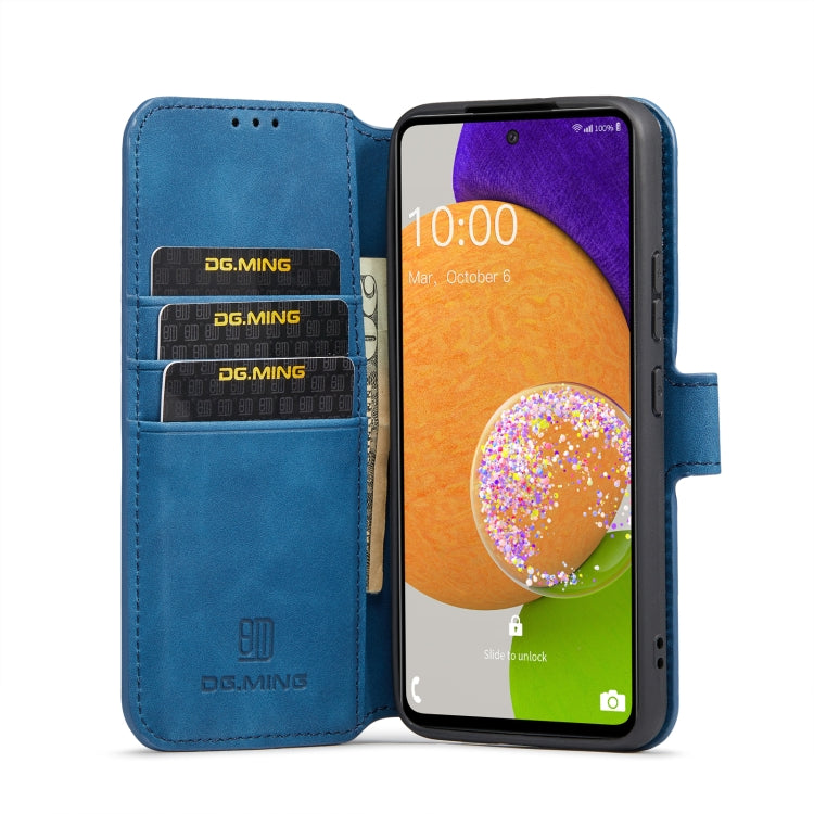 For Samsung Galaxy A53 5G DG.MING Retro Oil Side Horizontal Flip Leather Case with Holder & Card Slots & Wallet(Blue) - Galaxy Phone Cases by DG.MING | Online Shopping UK | buy2fix