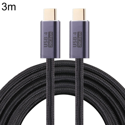 20Gbps USB 4 USB-C / Type-C Male to USB-C / Type-C Male Braided Data Cable, Cable Length:3m(Black) - Computer & Networking by buy2fix | Online Shopping UK | buy2fix