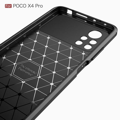 For Xiaomi Poco X4 Pro 5G Brushed Texture Carbon Fiber TPU Phone Case(Black) - Xiaomi Accessories by buy2fix | Online Shopping UK | buy2fix