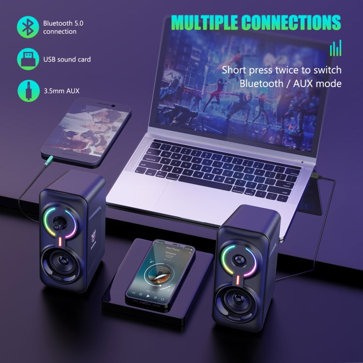ONIKUMA L6 RGB Lighting Computer Audio with Bluetooth Function(Black) -  by ONIKUMA | Online Shopping UK | buy2fix