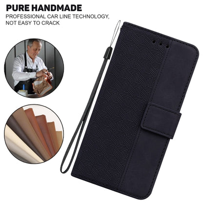 For Tecno Spark 7 Geometric Embossed Leather Phone Case(Black) - Mobile Accessories by buy2fix | Online Shopping UK | buy2fix