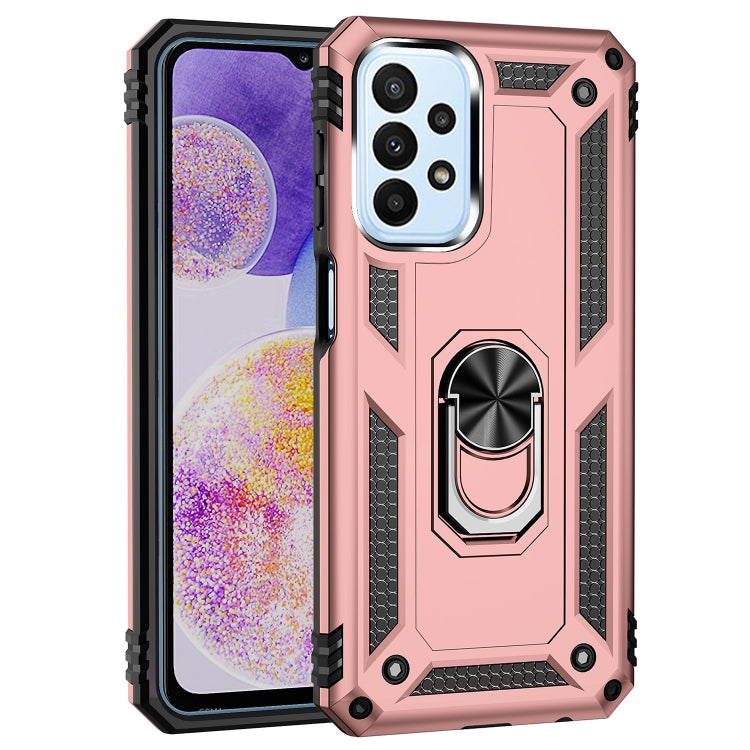 For Samsung Galaxy A23 Shockproof TPU + PC Phone Case with Holder(Rose Gold) - Samsung Accessories by buy2fix | Online Shopping UK | buy2fix
