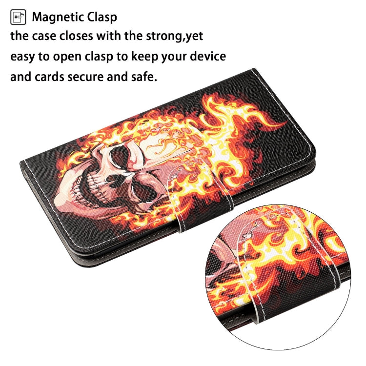 For Xiaomi Redmi 10C Colored Drawing Pattern Flip Leather Case(Flame Skull) - Xiaomi Cases by buy2fix | Online Shopping UK | buy2fix