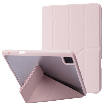 For iPad Pro 12.9 2022 / 2021 / 2020 / 2018 Deformation Transparent Acrylic Leather Tablet Case(Pink) - Apple Accessories by buy2fix | Online Shopping UK | buy2fix