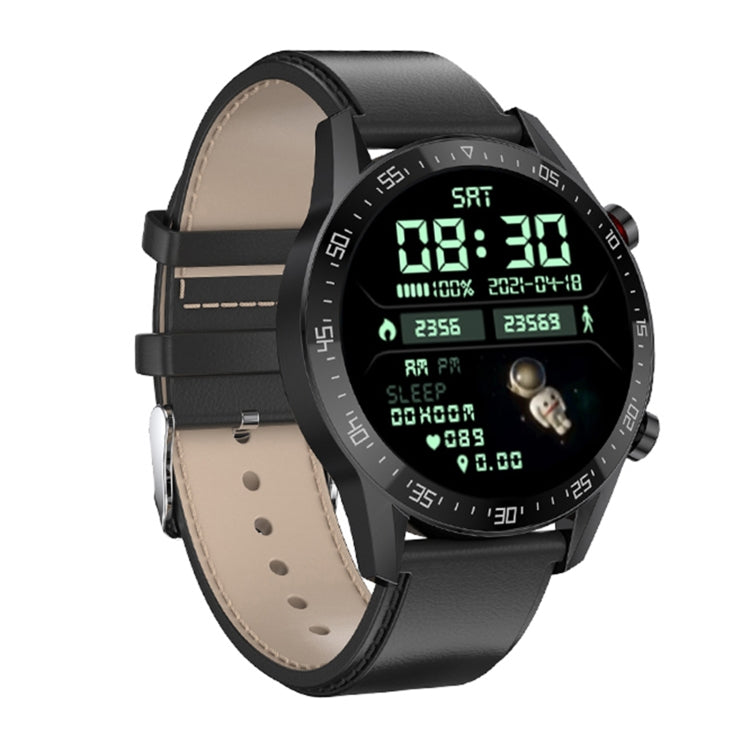 SK7Plus 1.28 inch IPS Screen Leather Strap Smart Watch, Support Bluetooth Call/Sleep Monitoring(Black) - Smart Wear by buy2fix | Online Shopping UK | buy2fix