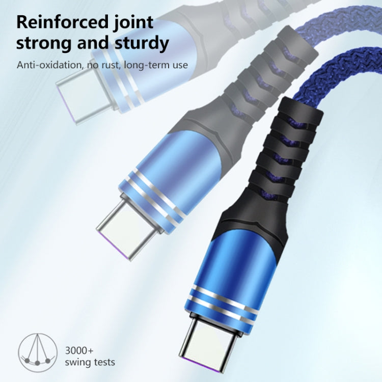 USB-C / Type-C 6A Woven Style USB Charging Cable, Cable Length: 1m(Blue) -  by buy2fix | Online Shopping UK | buy2fix