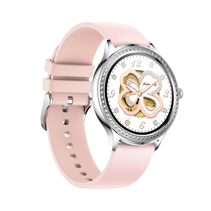 AK35 1.32 inch IPS Color Screen Smart Watch, Support Sleep Monitoring/Blood Oxygen Monitoring(Silver Pink Silicone Watch Band) - Smart Wear by buy2fix | Online Shopping UK | buy2fix