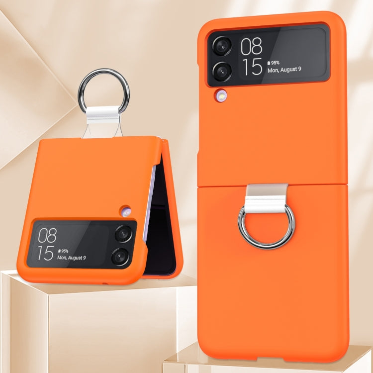 For Samsung Galaxy Z Flip4 5G PC PVC Ring Phone Case(Orange) - Samsung Accessories by buy2fix | Online Shopping UK | buy2fix