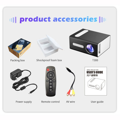 T300 25ANSI LED Portable Home Multimedia Game Projector, Plug Type:AU Plug(Black) - Consumer Electronics by buy2fix | Online Shopping UK | buy2fix