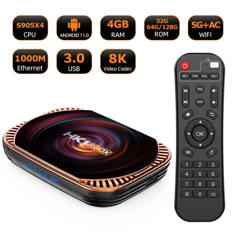 MECOOL HK1RBOX X4 4K TV Box, Android 11 Amlogic S905X4 CPU with RC 4GB+32GB(UK Plug) - Consumer Electronics by MECOOL | Online Shopping UK | buy2fix