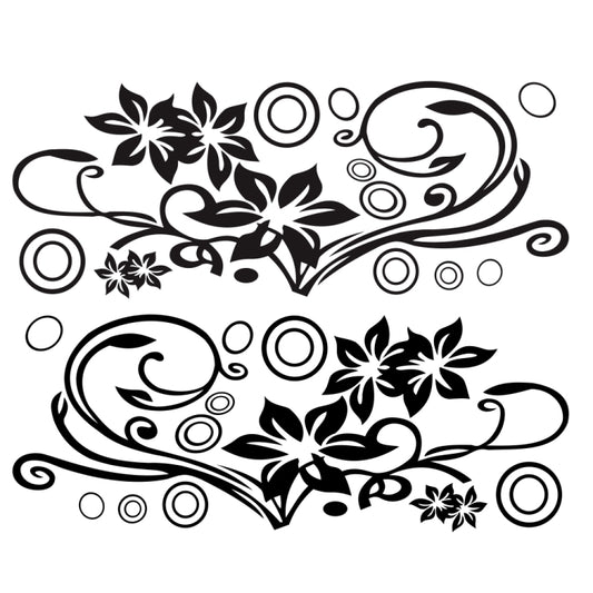 2 PCS/Set D-75 Flower Vine Pattern Car Modified Decorative Sticker(Black) - In Car by buy2fix | Online Shopping UK | buy2fix