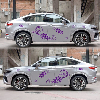 2 PCS/Set D-75 Flower Vine Pattern Car Modified Decorative Sticker(Purple) - In Car by buy2fix | Online Shopping UK | buy2fix