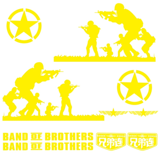 2 PCS/Set D-135 Band of Brothers Pattern Car Modified Decorative Sticker(Yellow) - In Car by buy2fix | Online Shopping UK | buy2fix