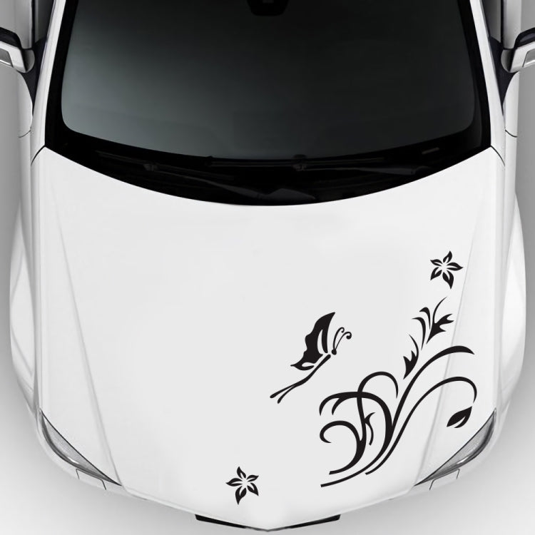 D-462 Butterfly Loves Flowers Pattern Car Modified Decorative Sticker(Black) - In Car by buy2fix | Online Shopping UK | buy2fix