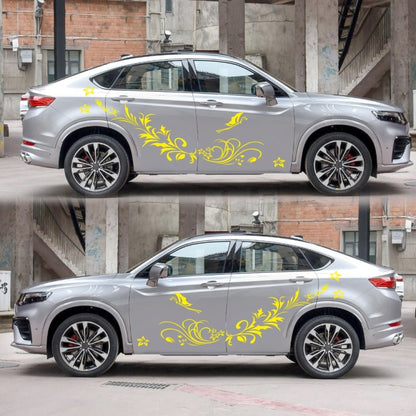 D-462 Butterfly Loves Flowers Pattern Car Modified Decorative Sticker(Yellow) - In Car by buy2fix | Online Shopping UK | buy2fix