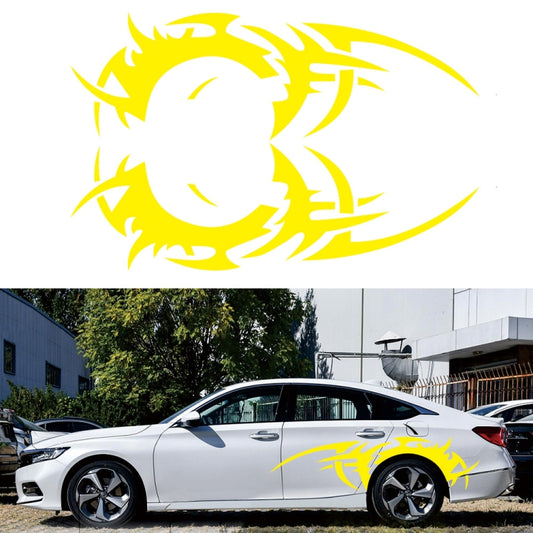2 PCS/Set D-719 Flame Hot Wheel Pattern Car Modified Decorative Sticker(Yellow) - In Car by buy2fix | Online Shopping UK | buy2fix